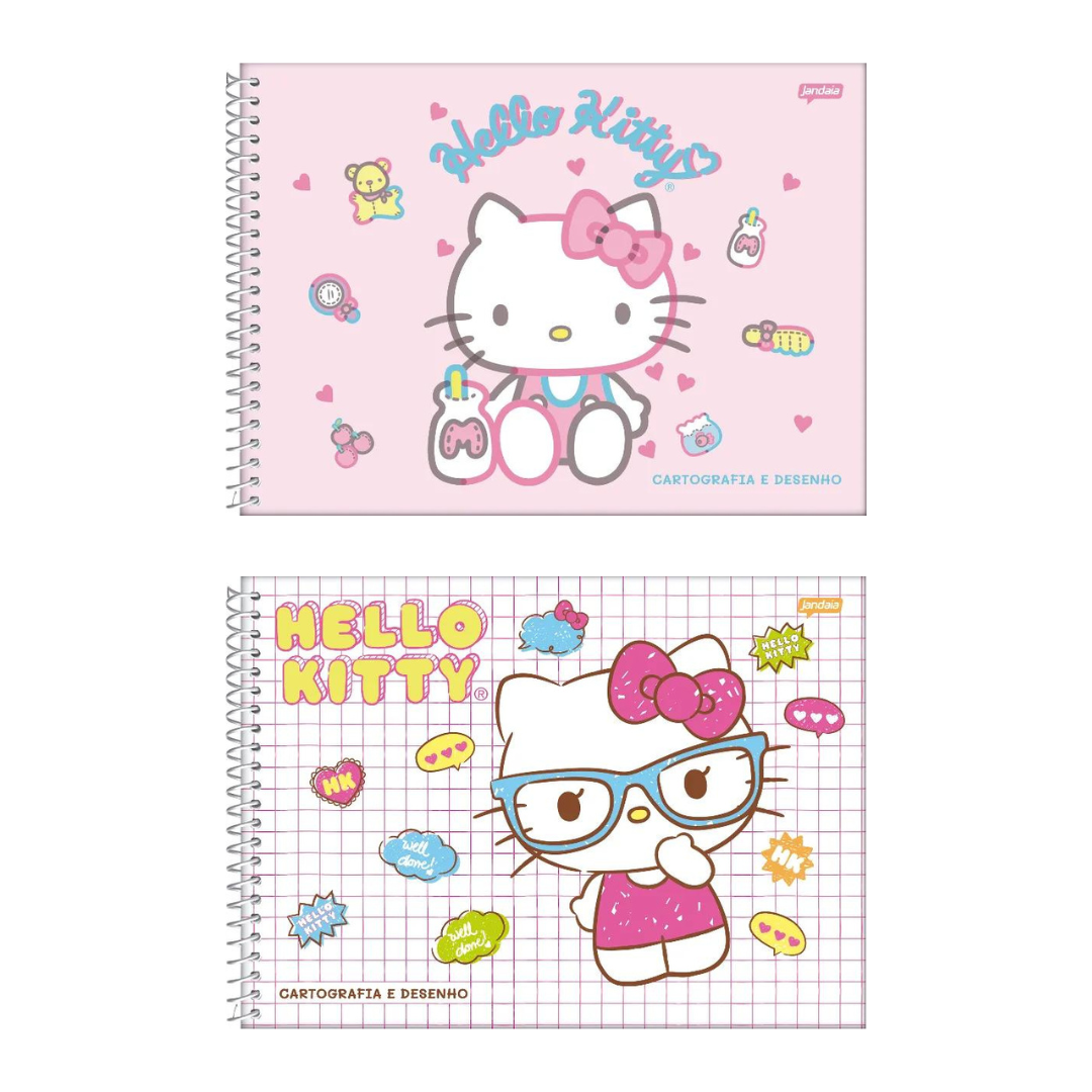 Caderno de Desenho C/ Dura Hello Kitty – 80 Folhas S/ Seda – JANDAIA ...