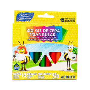 Giz de Cera Triangular – 12 Cores – ACRILEX