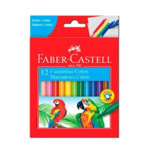 Caneta Hidrocor Lavável - 12 Cores - FABER CASTELL