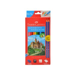 Lápis de Cor Eco Lápis + Borracha + Apontador +2 Lápis Comum  – 12 Cores – FABER CASTELL
