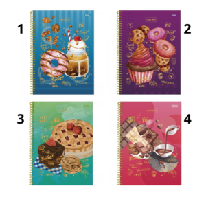 Caderno C/ Dura Espiral Cupcake – 10 Matérias – 160 Folhas - FORONI