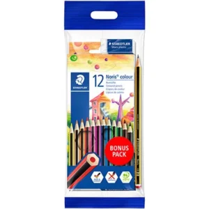 Lápis de Cor Noris + Borracha +1 Lápis Comum - 12 Cores - STAEDTLER