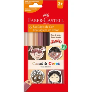 Lápis de Cor Caras e Cores Jumbo – 6 Cores – FABER CASTELL