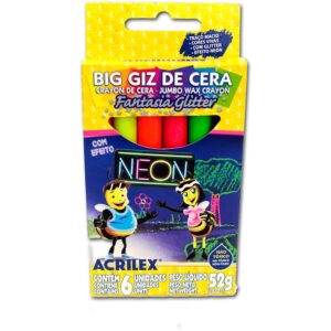 Giz de Cera Neon + Glitter - 06 Cores - ACRILEX