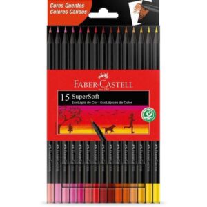 Lápis de Cor SuperSoft Cores Quentes – 15 Cores – FABER CASTELL