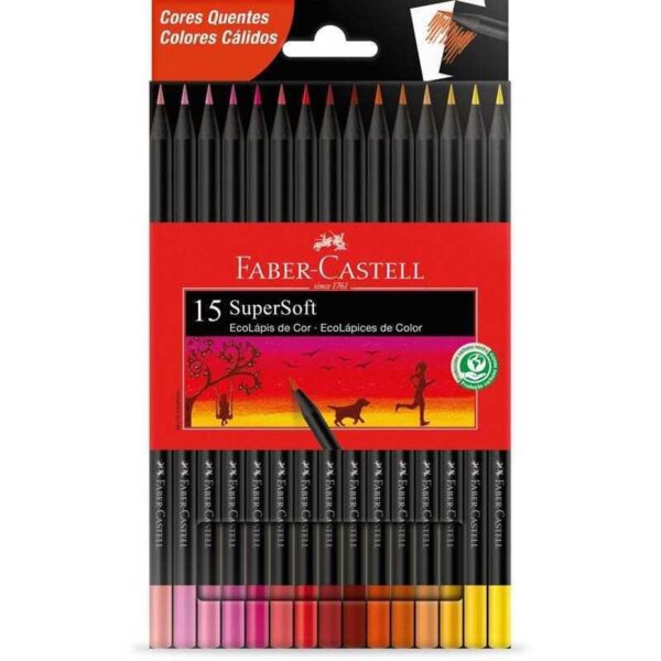 Lápis de Cor SuperSoft Cores Quentes – 15 Cores – FABER CASTELL