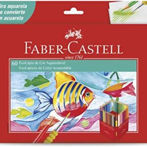 Lápis de Cor Aquarelável - 60 Cores + Pincel de Pintura - FABER CASTELL