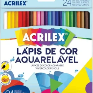 Lápis de Cor - 24 Cores + Pincel Aquarelável - ACRILEX