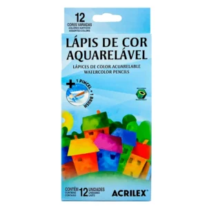 Lápis de Cor - 12 Cores + Pincel Aquarelável - ACRILEX