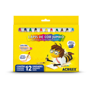 Lápis de Cor Jumbo - 12 Cores Ponta Giz - ACRILEX