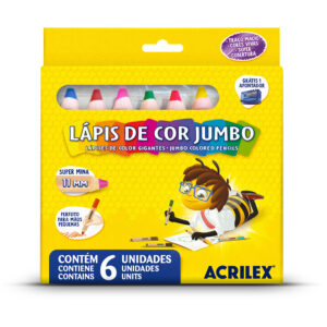 Lápis de Cor Jumbo - 6 Cores Ponta Giz - ACRILEX