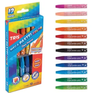 Giz De Cera Mega Pastel Color - 12 Cores - TRIS