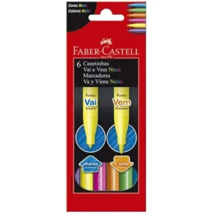Caneta Hidrocor Vai e Vem Neon - 6 Cores - FABER CASTELL