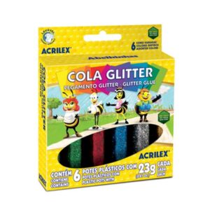 Cola Colorida C/ Glitter - 23g - Kit C/ 06 Unidades -ACRILEX