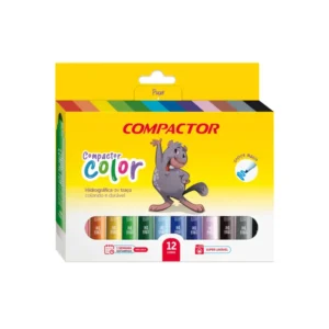 Caneta Hidrocor Jumbro - 12 Cores - COMPACTOR