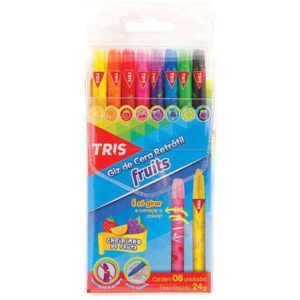 Giz de Cera Retrátil Fruits - 08 Cores - TRIS