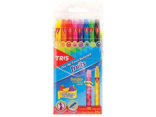 Giz de Cera Retrátil Fruits - 08 Cores - TRIS