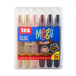 Giz de Cera Mega Gel Retrátil Tom de Pele - 6 Cores - TRIS