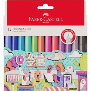 Caneta Fine Pen 0.4 mm - Kit 12 cores - FABER CASTELL