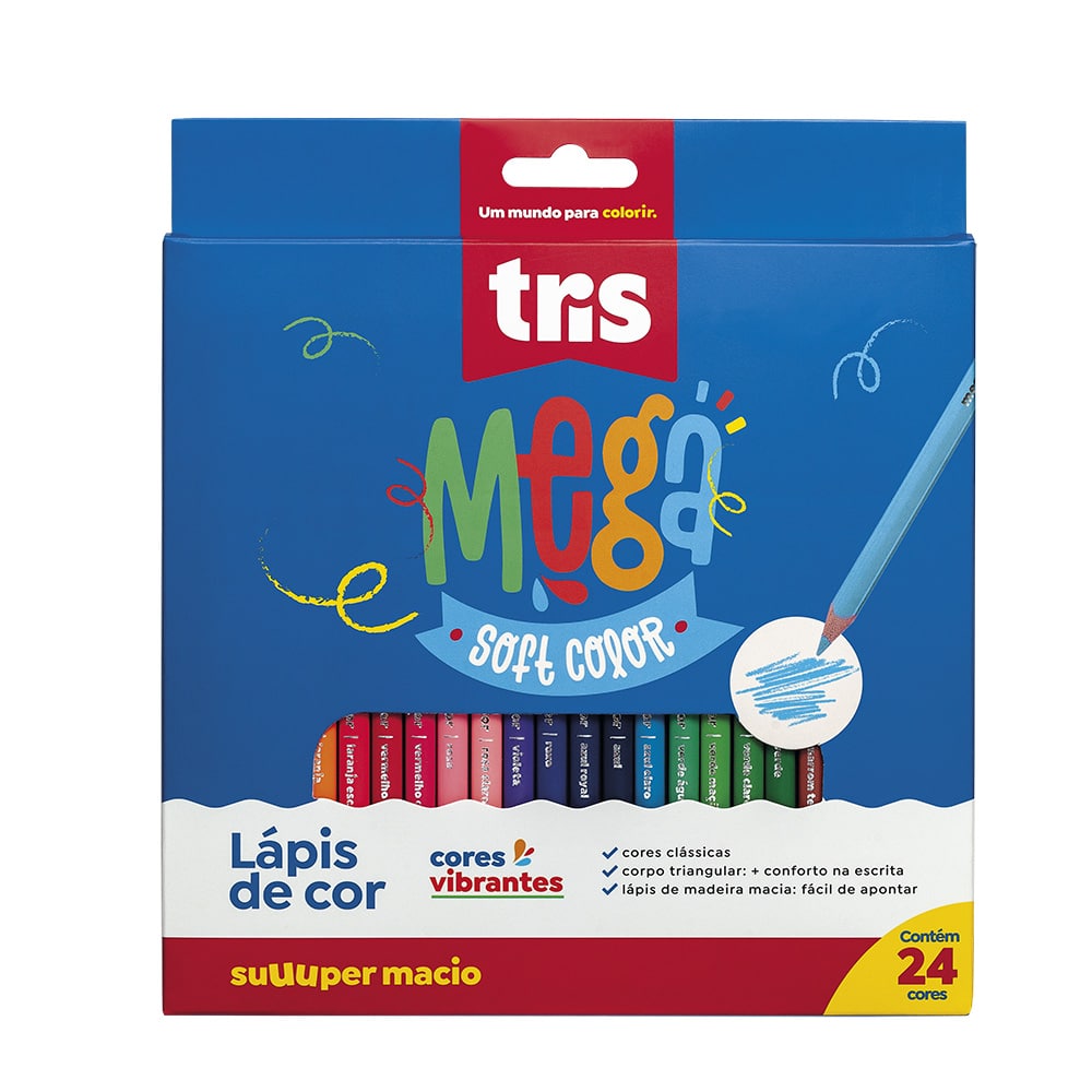 Lápis de Cor Mega Soft Color – 24 Cores – TRIS