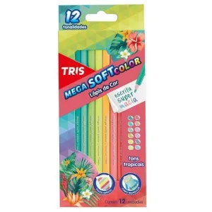 Lápis de Cor Mega Soft Color Tropical – 12 Cores – TRIS