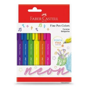 Caneta Fine Pen Neon 0.4 mm - Kit 6 cores - FABER CASTELL