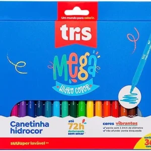 Caneta Hidrocor Mega Soft Ponta Fina – 36 Cores – TRIS
