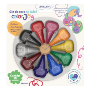 Giz de Cera Acessível C/ Encaixe Para Dedos – 10 Cores – COLORJOY